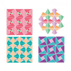 Sizzix Bigz L Die Square Dance: four 7-inch square quilt-block designs in pink, teal, peach, and purple