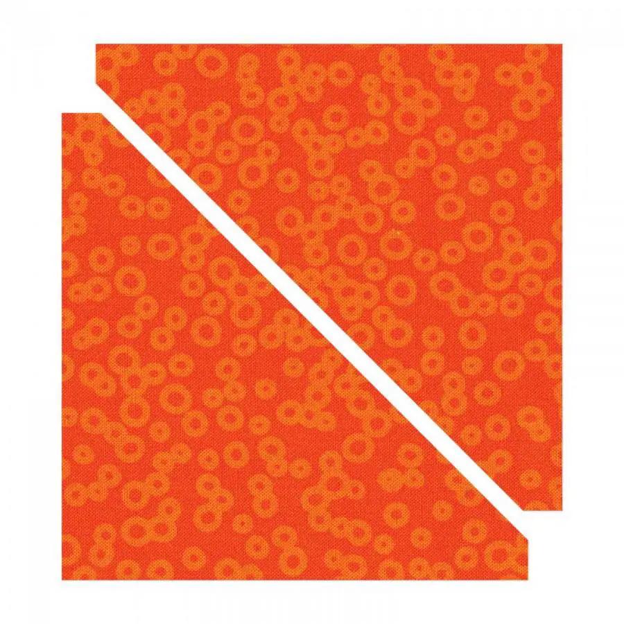 Sizzix Bigz Die half-square triangles, 4 1/2in assembled square in orange dotted pattern