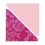 Sizzix Bigz L Die - Half-Square Triangles, 5in assembled square; 2 pink fabric squares (gingham and floral)