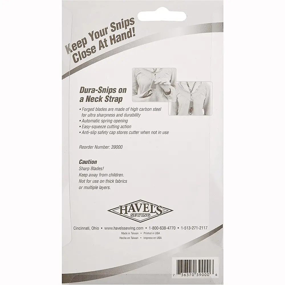 Havels 4.75 inch Dura Snips with Neck Strap (7649 - 29) - Sewingmachinesplus.com