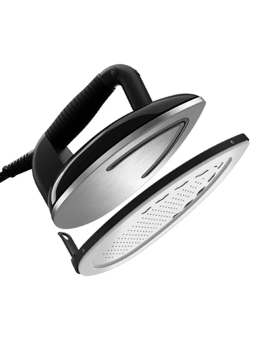 Laurastar Protective 3D Soleplate for Lift+ models, metallic silver soleplate with black handle