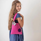 Bluefig Lil Purse Learn to Sew Kit fabric purse, pink with butterfly applique