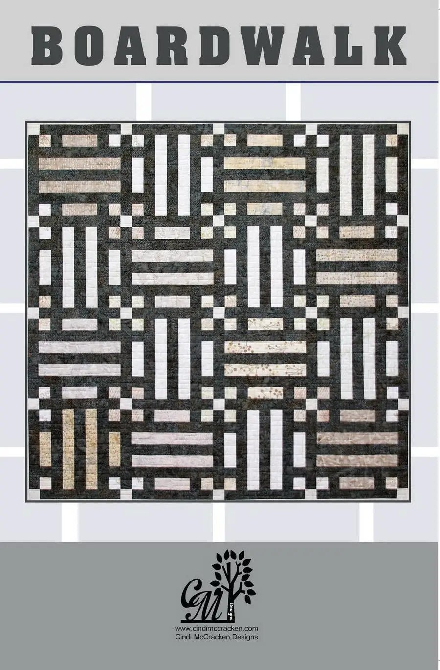 Fabric kit: Boardwalk by Cindi McCracken Designs featuring Bali Poppy Noir fabric strip