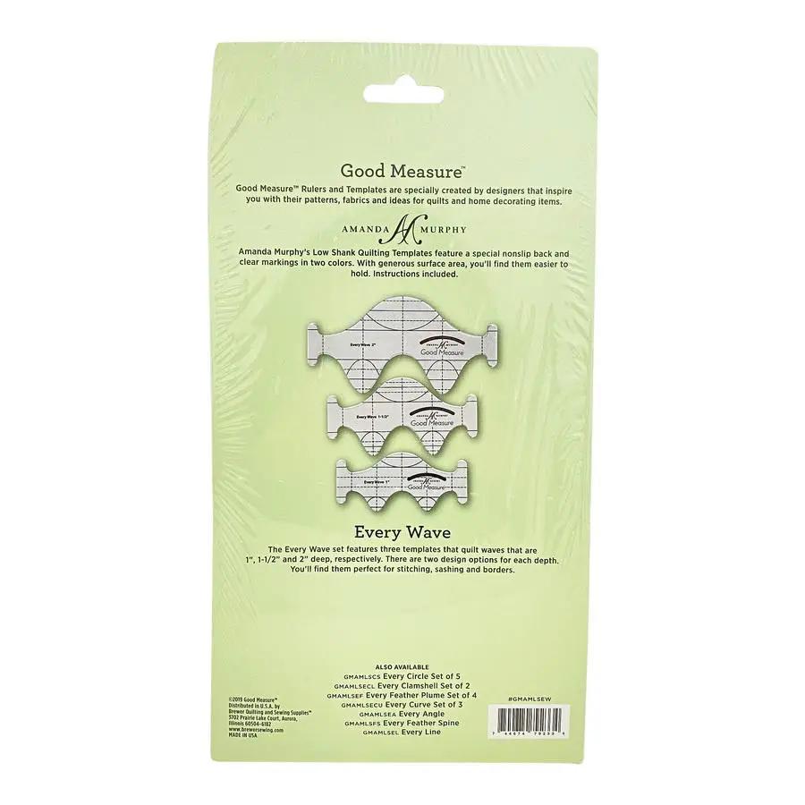 Good Measure Low Shank Every Wave Quilting Template Ruler 3 PC Set - Sewingmachinesplus.com