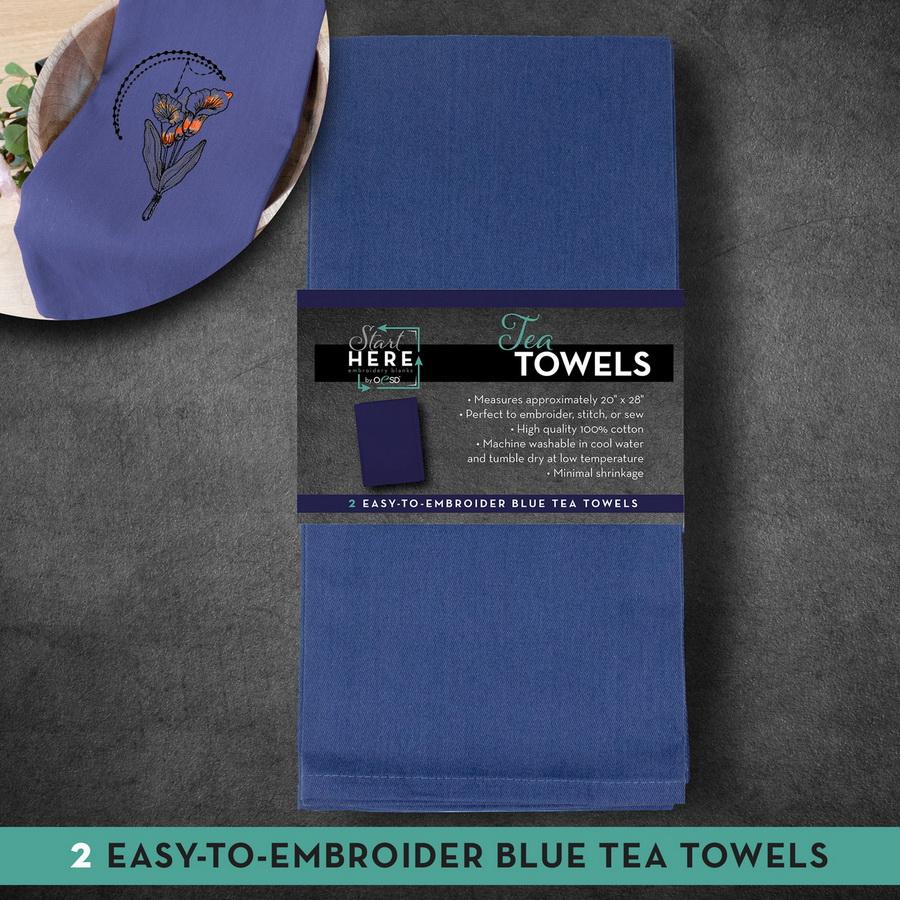 OESD Tea Towel Blue 20" x 28" - 2 Pack - Sewingmachinesplus.com