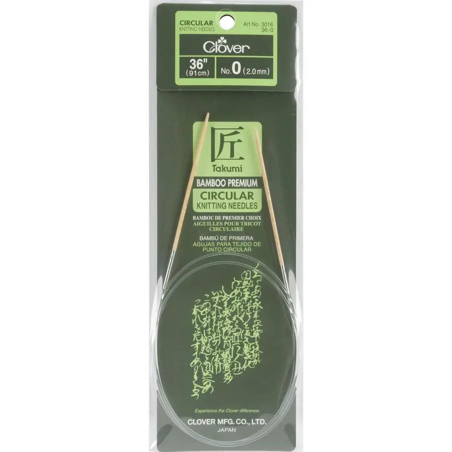 Clover Takumi circular bamboo knitting needles, 36-inch, 2.0 mm.