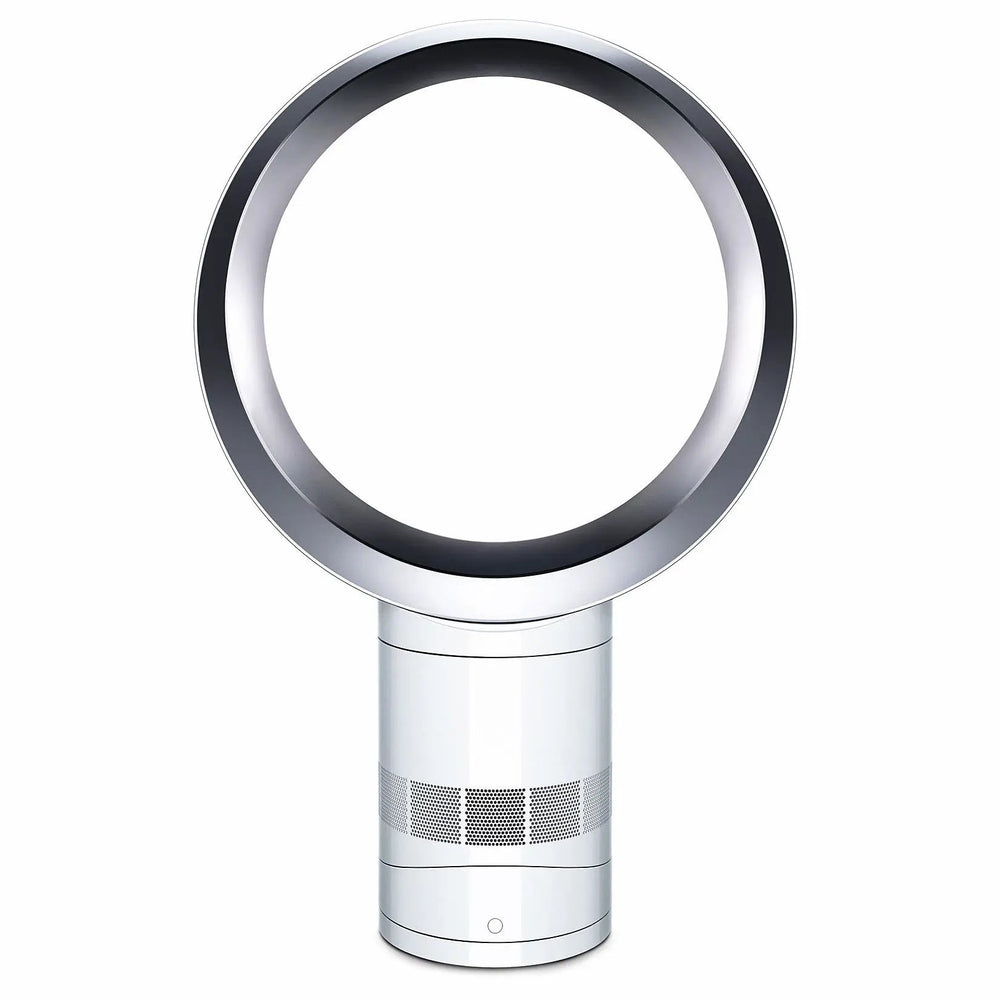 Dyson AM06 10in desk fan in white with a ring-shaped bladeless design