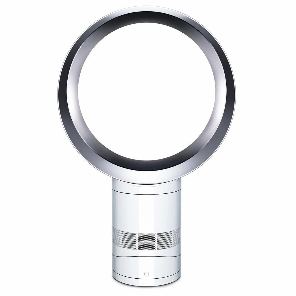 Dyson AM06 10in desk fan in white with a ring-shaped bladeless design