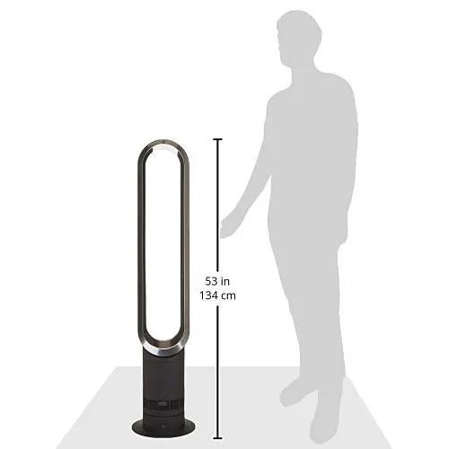 Dyson Tower Fan AM07 in black; bladeless tower fan, 53 in tall.