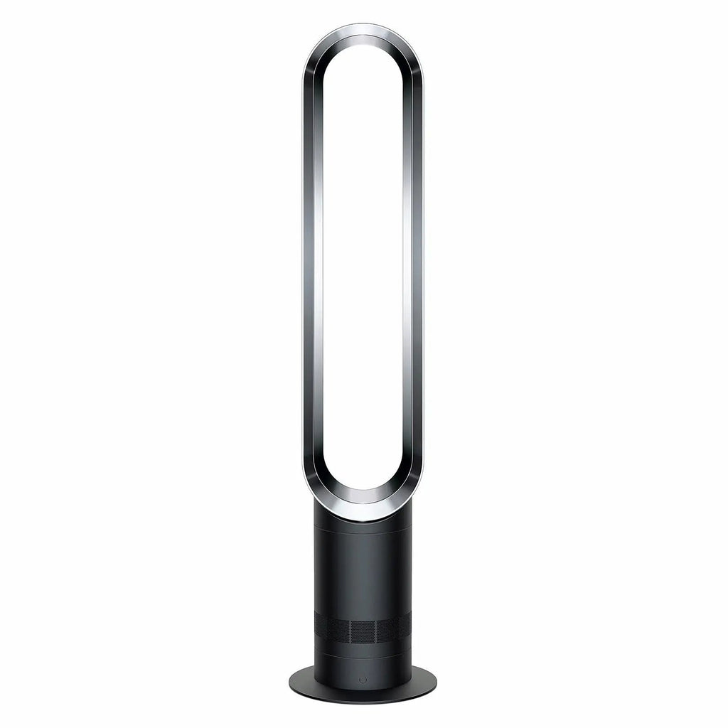 Dyson AM07 tower fan in black with bladeless loop design.
