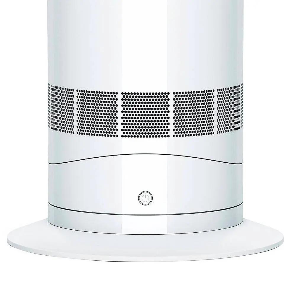 Dyson Hot+Cold Jet Focus Fan AM09, white, cylindrical unit with perforated midsection and power button