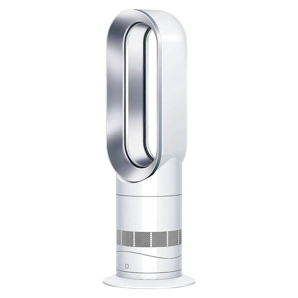 Dyson Hot+Cold Jet Focus Fan AM09 in white, bladeless tower air fan.