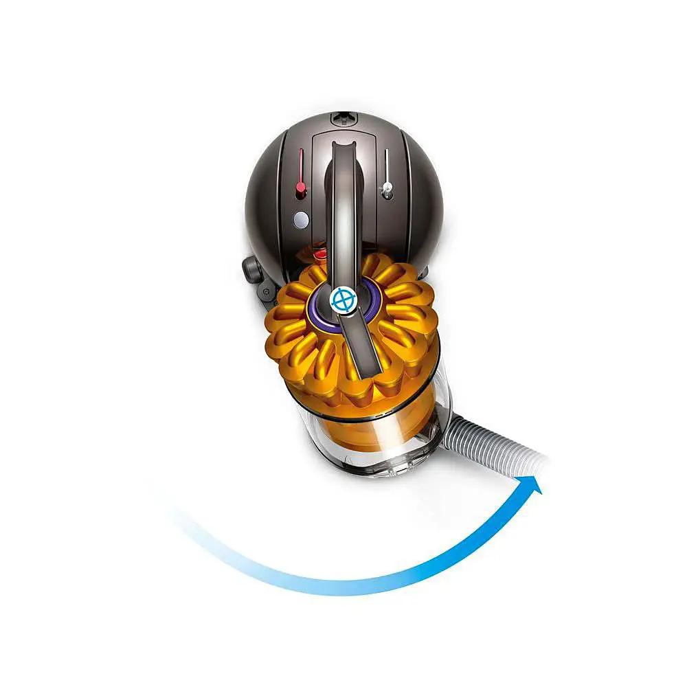 Dyson Ball Multi Floor Canister Vacuum DC39; bronze body with orange cyclone and attached hose.