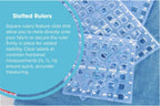 Grace Company TrueCut Original 9.5x9.5 in square ruler; blue translucent slotted rulers set