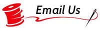 Logo of Email Us with a red spool and needle on a white background