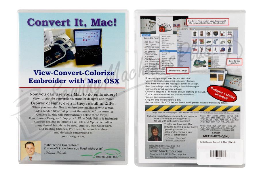 Embrilliance Convert It, Mac - Embroidery Software for Mac (CIM10)