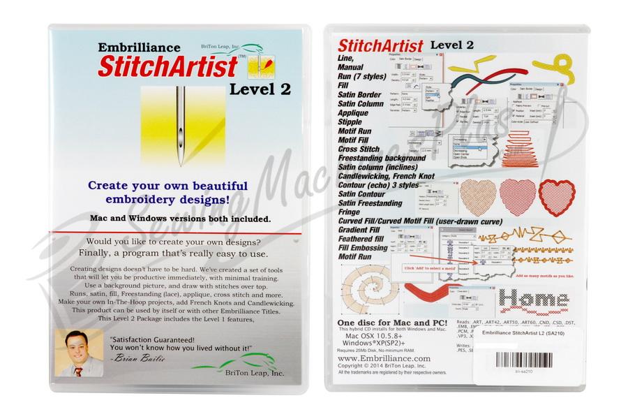 Embrilliance StitchArtist Level 2 Embroidery Design Software for Mac and PC  (SA210)