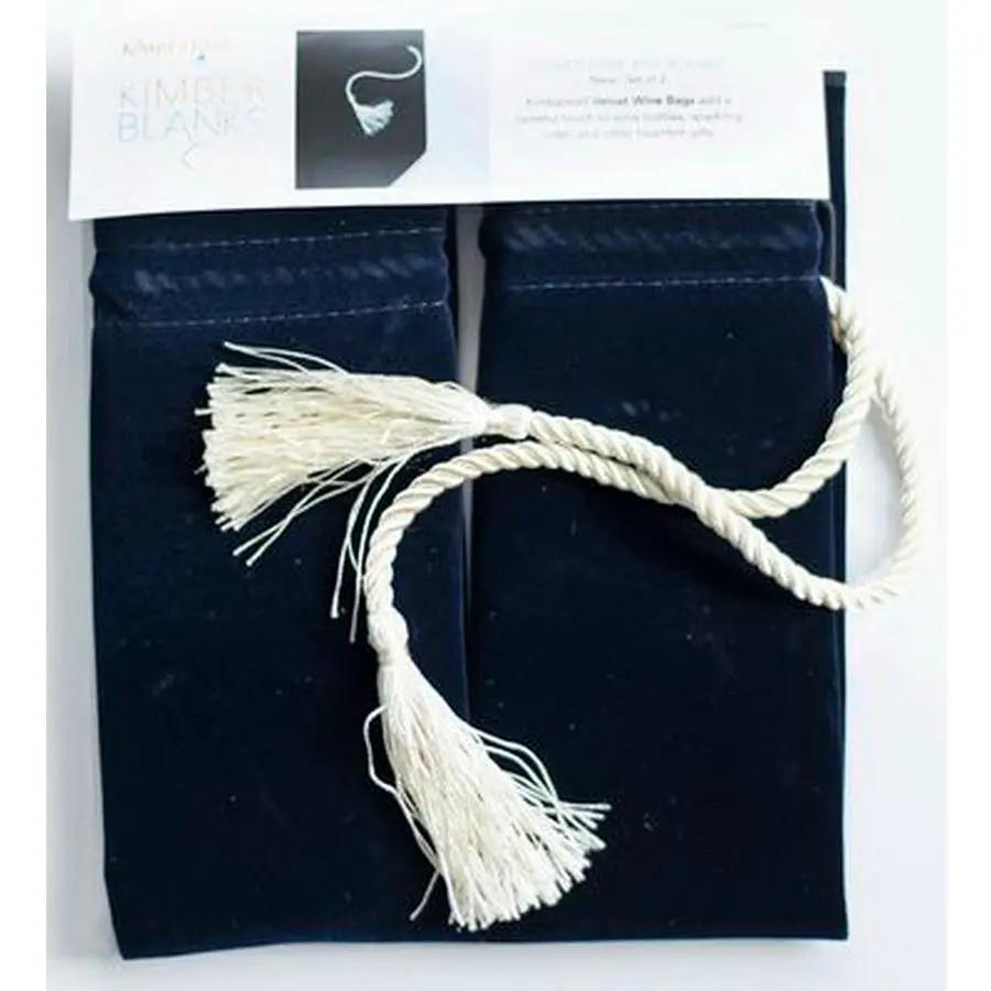 Kimberbell Velvet Wine Bag Blank, Set of 2, Navy