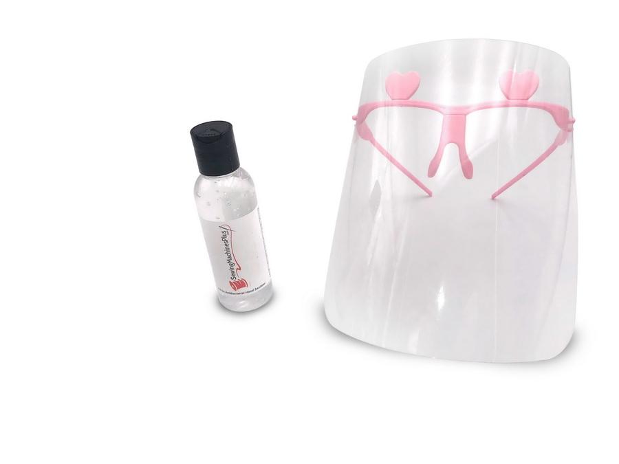 High Quality Face Shield in White or Pink - 10 Pack (FREE 4oz. Bottle of Hand Sanitizer Included) - Sewingmachinesplus.com