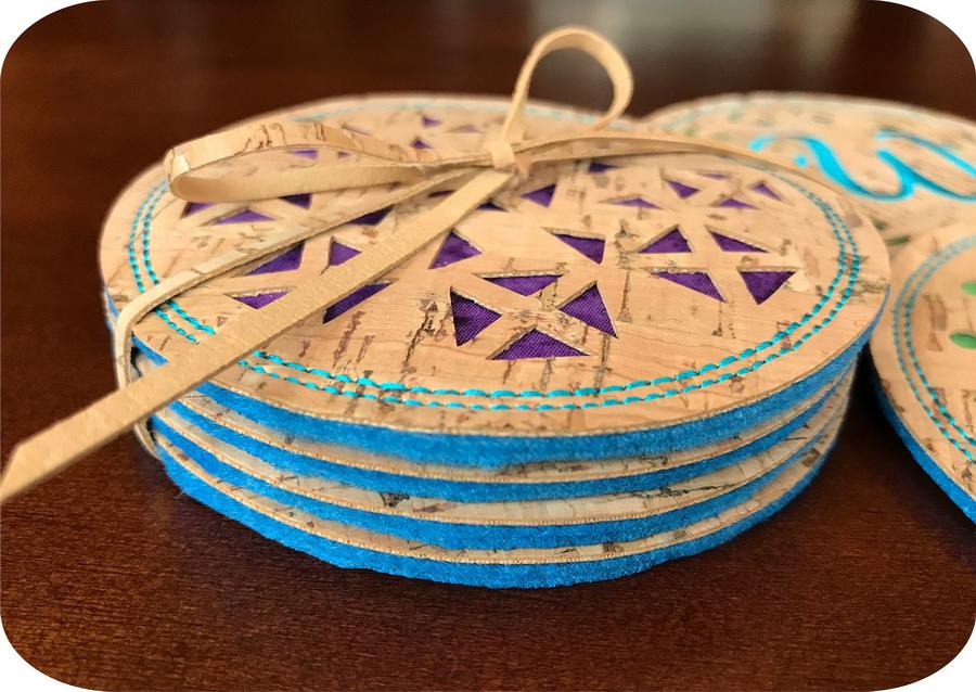 Embroidery Garden Cork Cut Coasters Set 2 - Sewingmachinesplus.com
