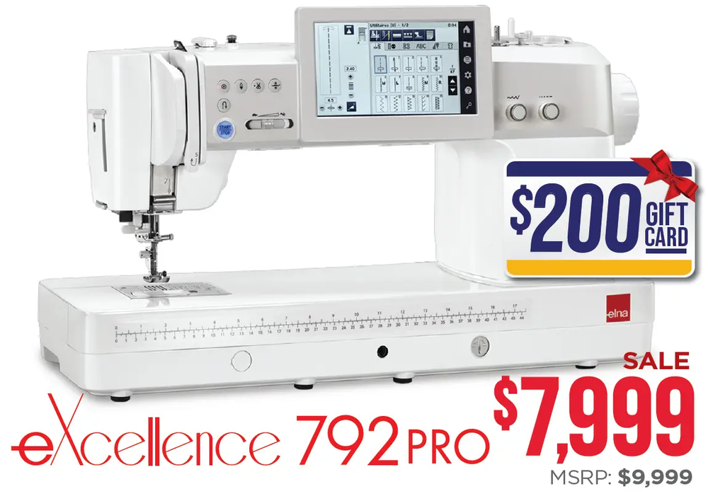 Elna 792 Pro computerized sewing machine, white with touchscreen display