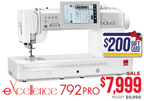Elna 792 Pro computerized sewing machine, white with touchscreen display