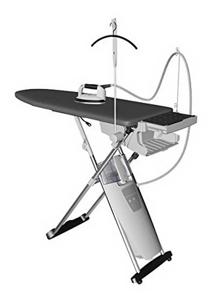 Laurastar Final Touch Garment Hanger on portable ironing system with iron and board