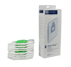 SEBO Ultra-Bag filter bags box for Airbelt E Series machines, white bags with green top, 8-pack