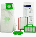 SEBO Service Box for Airbelt K Series machines — white filter bag, green frame, red filter unit.