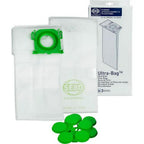 Sebo HEPA Service Box for Airbelt C Series machines; SEBO Ultra-Bag filter bags with green adapters.