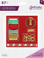 Gemini Embellishment Pack – Festive, 67-piece set with colorful ribbons and gold hardware