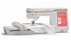Baby Lock Meridian embroidery machine, white body with pink Meridian panel.