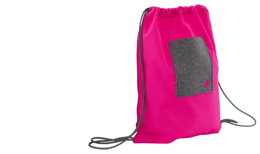 Bluefig University Learn to Sew Kit Lil Cinch Class 200 Fabric Kit, pink drawstring bag with gray patch