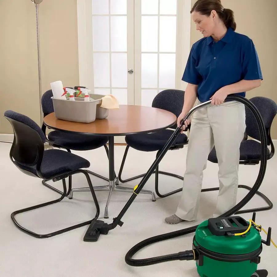 Bissell BGCOMP9H canister vacuum cleaner with green canister and flexible hose.