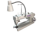 Encore Elite 18 long arm quilting machine on table with attached lamp and white finish
