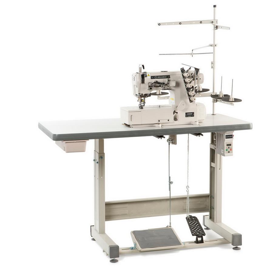 Reliable 2100IF Flat Bed Interlock Direct Drive Motor, Cover Stitch with Assembled Table and Uberlight 3100TL Light Lamp
