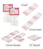 Guidelines 4 Quilting pink quilting ruler set (2 rulers) with clear grid and yellow alignment guides