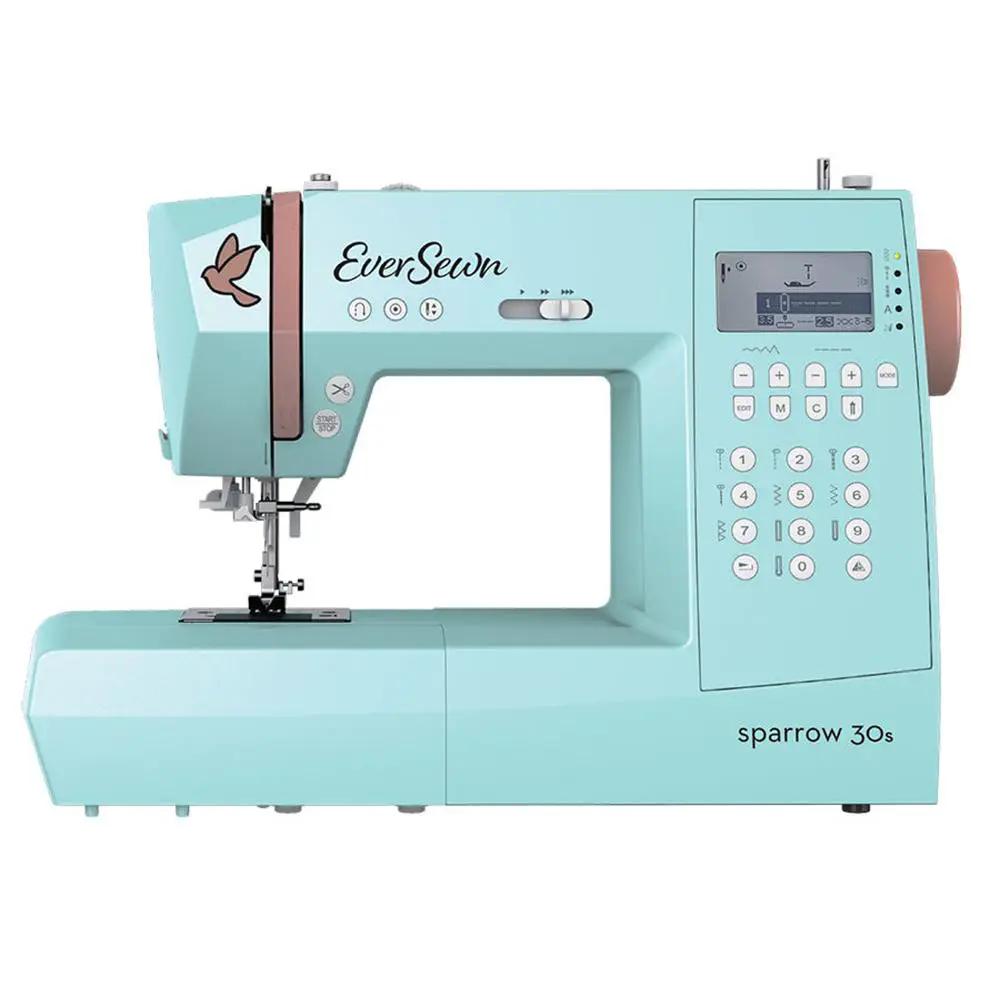 EverSewn Sparrow 30S sewing machine, turquoise with extension table