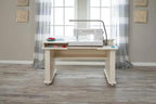 Koala Studios Sewing Station Cabinet in white with sewing machine on top and left-side shelf