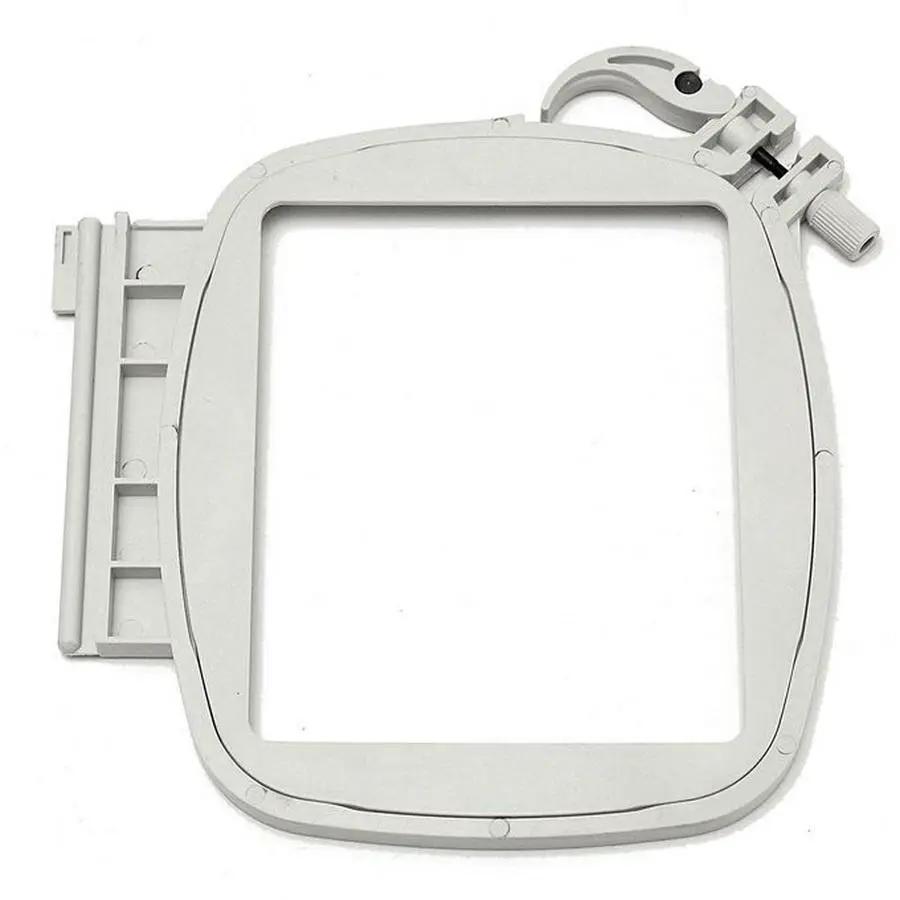 Sew Tech embroidery hoop 80mm x 80mm, gray plastic frame with locking clamp