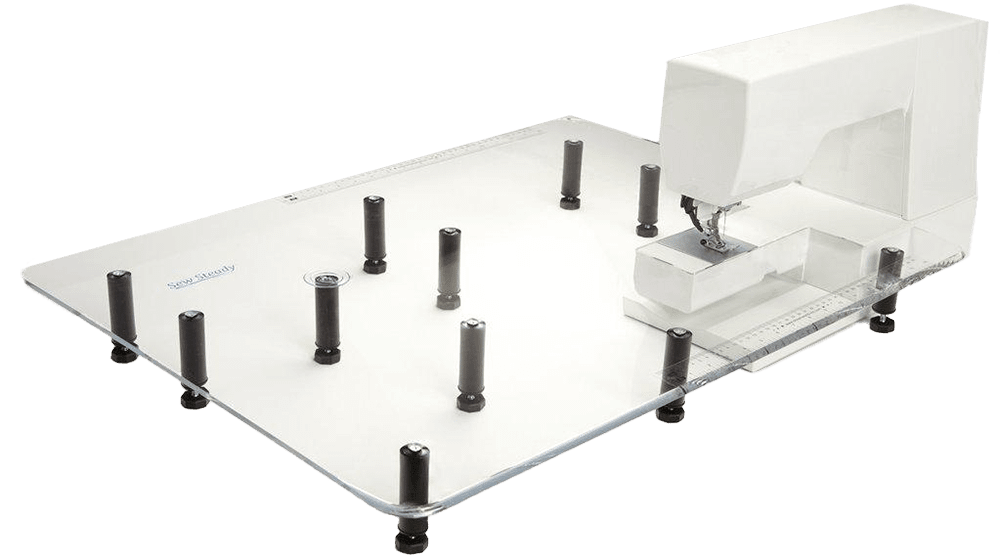 Sew Steady 32in x 24in Giant Extension Table, white sewing table with adjustable black legs
