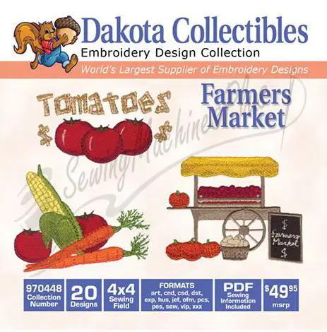 Dakota Collectibles Farmers Market embroidery design package with multicolor artwork.