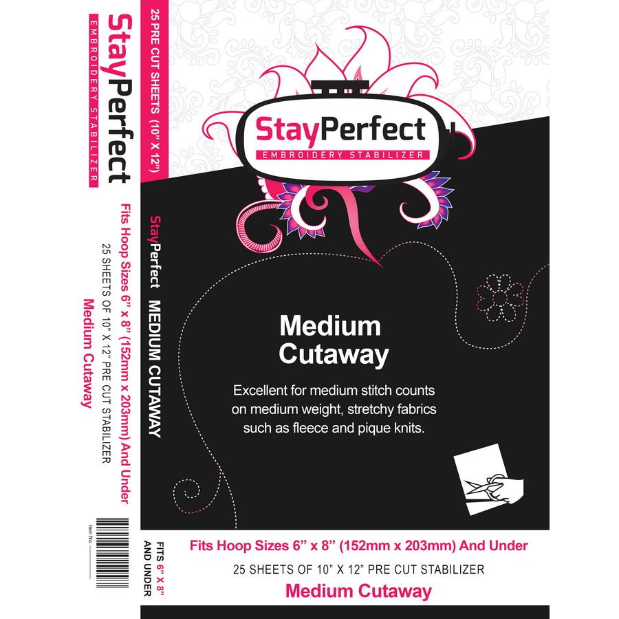 StayPerfect Medium Cutaway Pre Cut Stabilizer Sheets 25 pack - Sewingmachinesplus.com