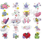 Dakota Collectibles embroidery designs collage for girls, 970309, colorful cute motifs