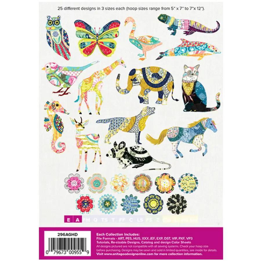 Anita Goodesign sewing patterns Blanket Stitch Animals featuring 25 colorful animal designs in 3 sizes