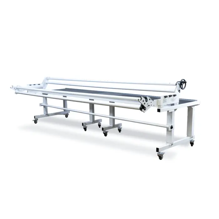 Handi Quilter Amara 24-inch longarm quilting machine on a 10 ft Gallery2 frame, white mechanical quilting setup.