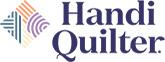 Handi Quilter logo with a quilt design in the background