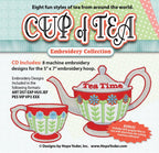 Cup of Tea Embroidery CD w/SVG - Designs by Hope Yoder