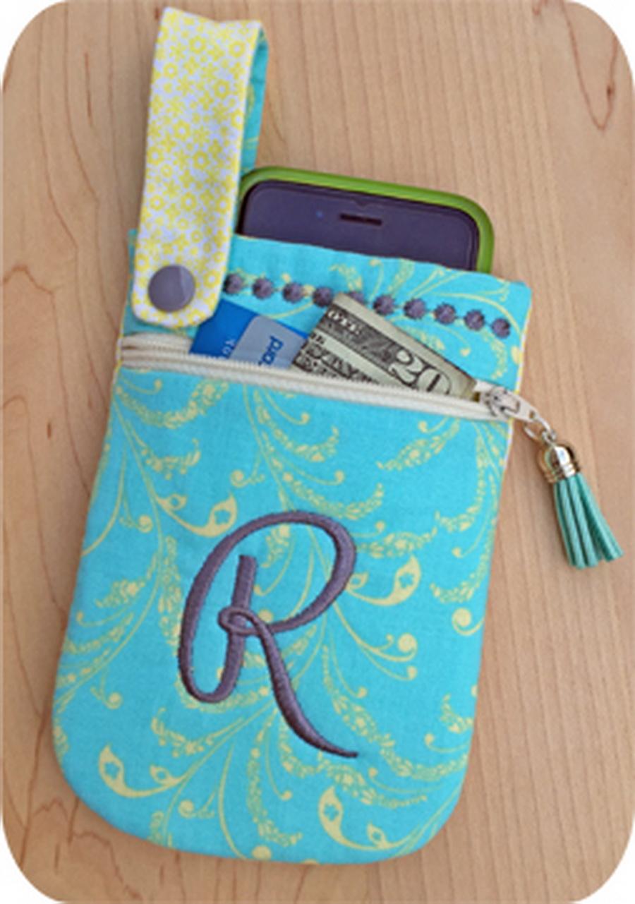 Embroidery Garden Cell Phone Pouch Digital Instructions - Sewingmachinesplus.com
