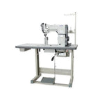 Techsew 830 - R Post Bed Top and Bottom Roller Feed Industrial Sewing Machine with Assembled Table and Motor - Sewingmachinesplus.com